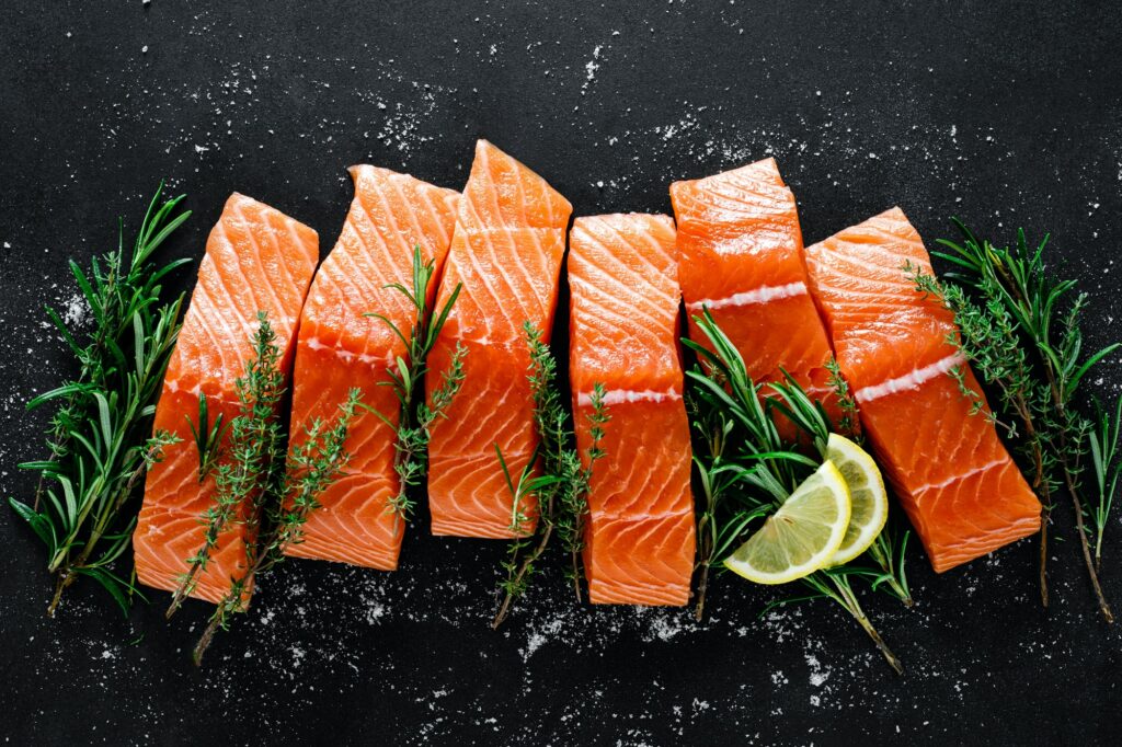 Salmon. Fresh raw salmon fish fillet